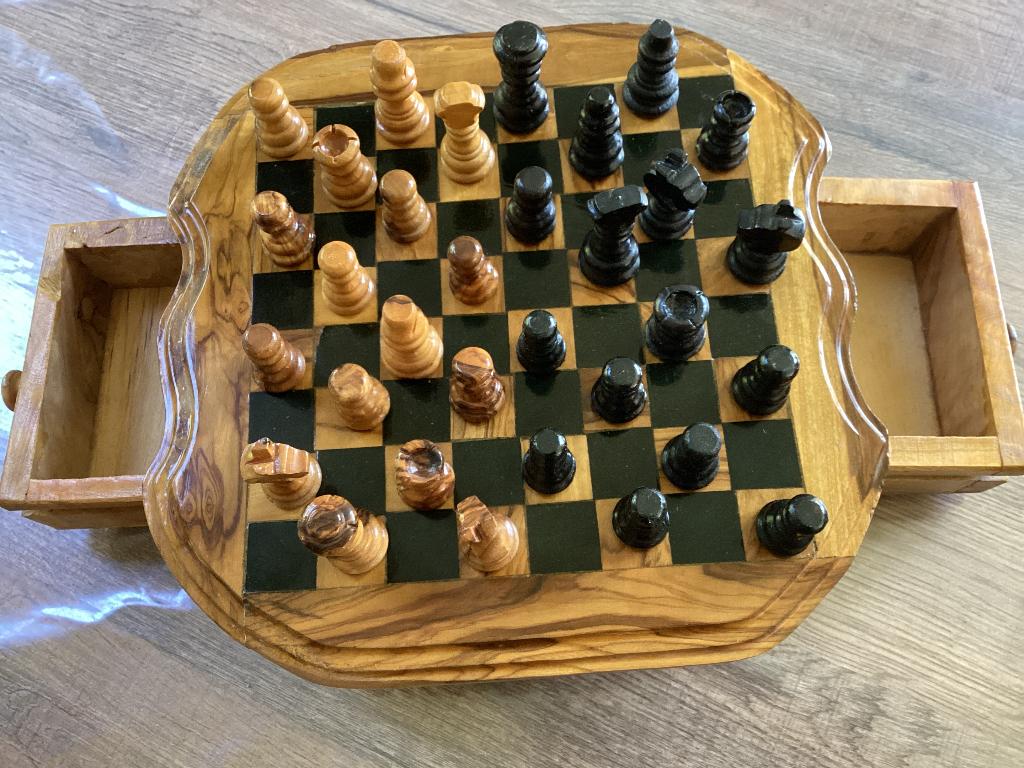Jeu d’échecs vintage bois d’Olivier Bordures naturelles, 1 ou 2 joueurs, Enlèvement