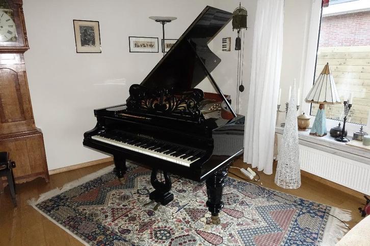 C. Bechstein vleugel 195 cm, Muziek en Instrumenten, Piano's, Gebruikt, Vleugel, Zwart, Hoogglans, Ophalen