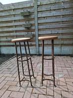 2 Retro barkrukken – massief eik & gietijzer, Ophalen