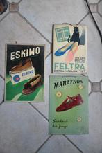 VINTAGE : Lot Oude Reclame op METAAL mbt pantoffels sandalen, Verzamelen, Verzenden