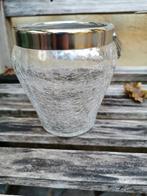 Ijsemmer vintage in craquelé glas met zilverkleurige rand., Ophalen of Verzenden