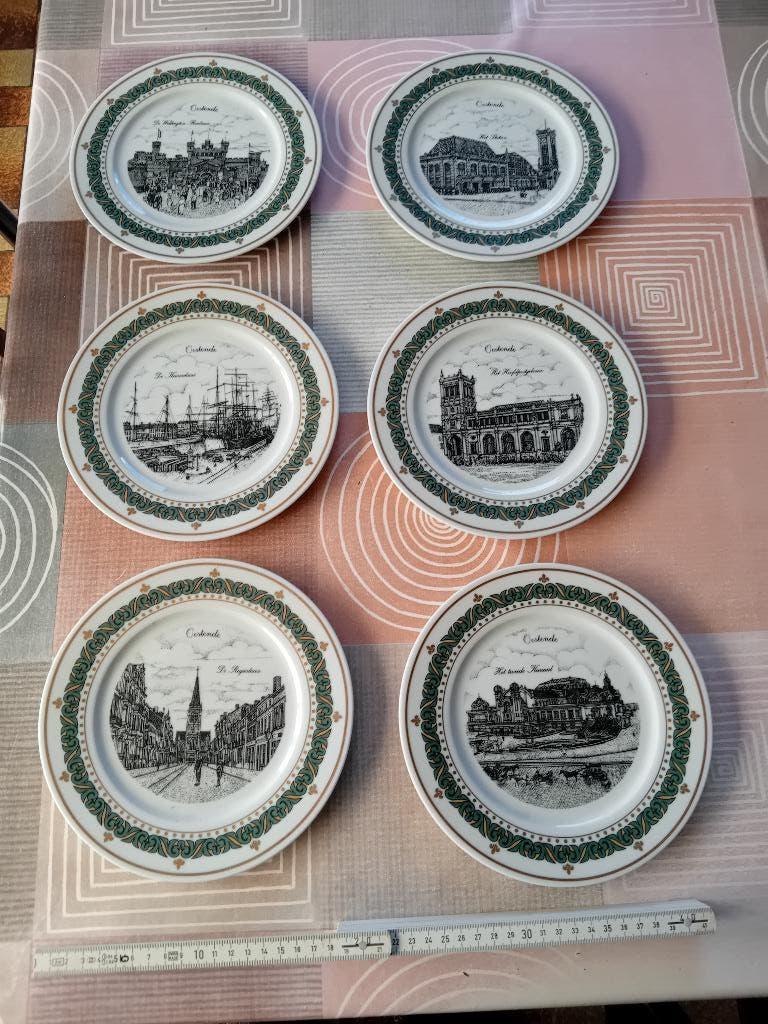 Set van 6 porseleinen wandborden Oostende – G. Swaenepoel, Antiek en Kunst, Antiek | Wandborden en Tegels, Ophalen