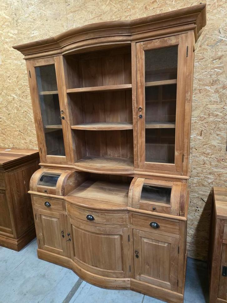 Mooie massief teakhouten kast. Een eyecatcher 164cm., Maison & Meubles, Armoires | Buffets, Enlèvement