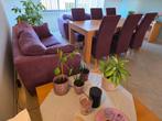 Houten eettafel met 6 stoelen én 2 zetels met salontafel, Huis en Inrichting, Ophalen of Verzenden