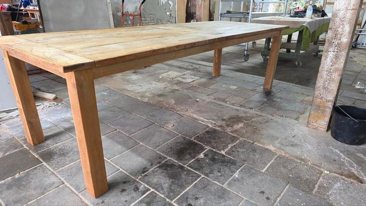 Mooi geleefde boerentafel 280 cm karaktervol blad, Maison & Meubles, Tables | Tables à manger, Utilisé, Enlèvement ou Envoi