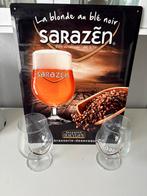 Plaque métallique « SARAZĒN » (40/30 cm) et 2 verres, Enlèvement ou Envoi, Comme neuf
