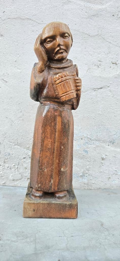 Handgesneden houten sculptuur - Monnik, Ophalen, Houtsnijwerk, Handgemaakt, 20 - 50 cm