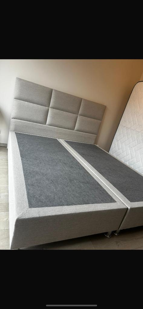 Boxsprings 180x200 beige, Maison & Meubles, Beige, Comme neuf, Enlèvement, 180 cm