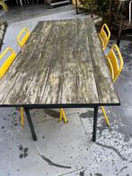 tuintafel 2m met bijhorende gele stoelen, Tuin en Terras, Ophalen, Gebruikt, Rechthoekig
