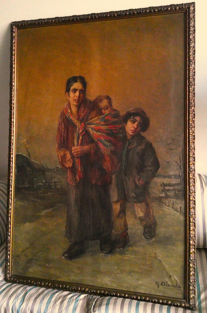 Bedelende kampbewoonster / kinderen - Max. Alandt 1875-1930, Antiek en Kunst, Ophalen