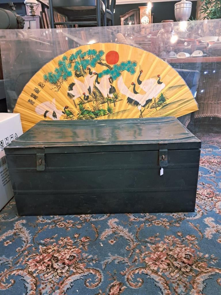 Vintage metalen opbergkist / legerkist – groen, Enlèvement, ., ., .