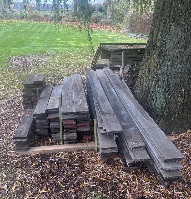 Terrasplanken padoek/padouk, Tuin en Terras, Palen, Balken en Planken, Gebruikt, Planken, Hardhout, Ophalen