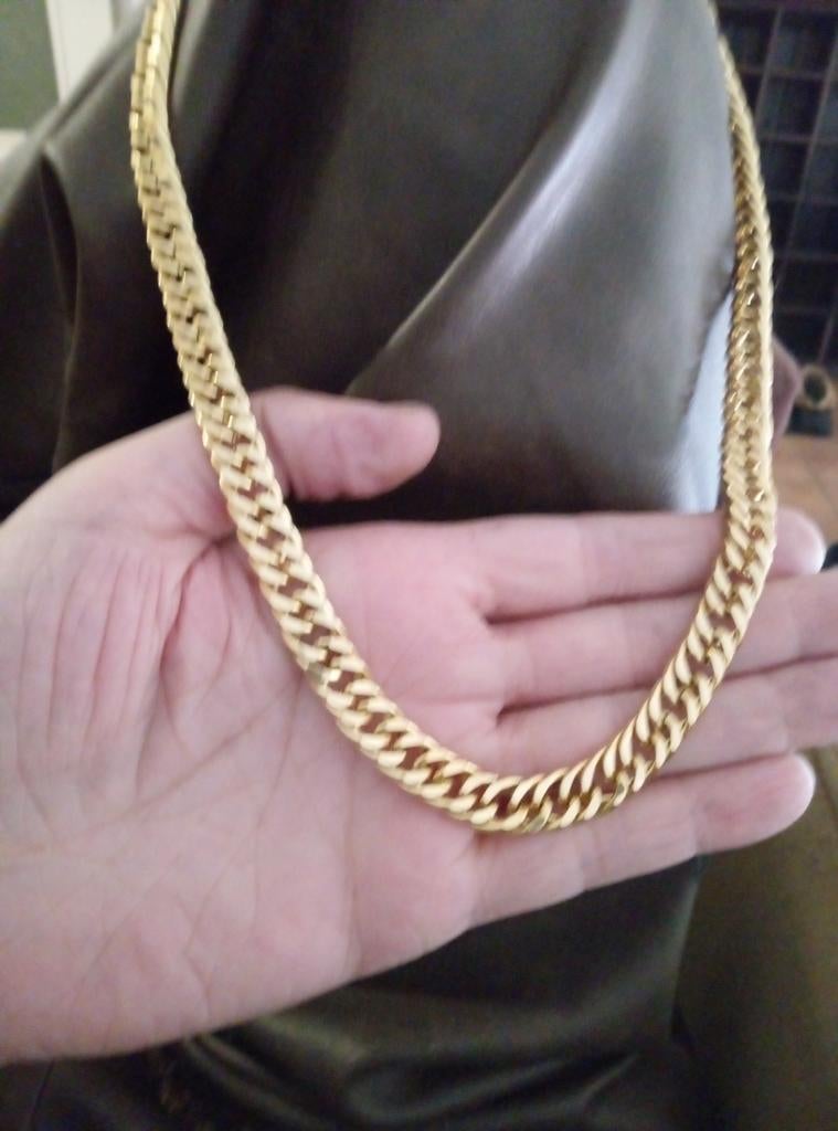 24k puur goud als nieu"gold filled' slechts 75€=koopje, Bijoux, Sacs & Beauté, Colliers, Enlèvement ou Envoi, Or, Or