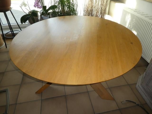 Table à manger ronde en chêne, Maison & Meubles, Tables | Tables à manger, Comme neuf, 100 à 150 cm, Rond, Chêne, Enlèvement