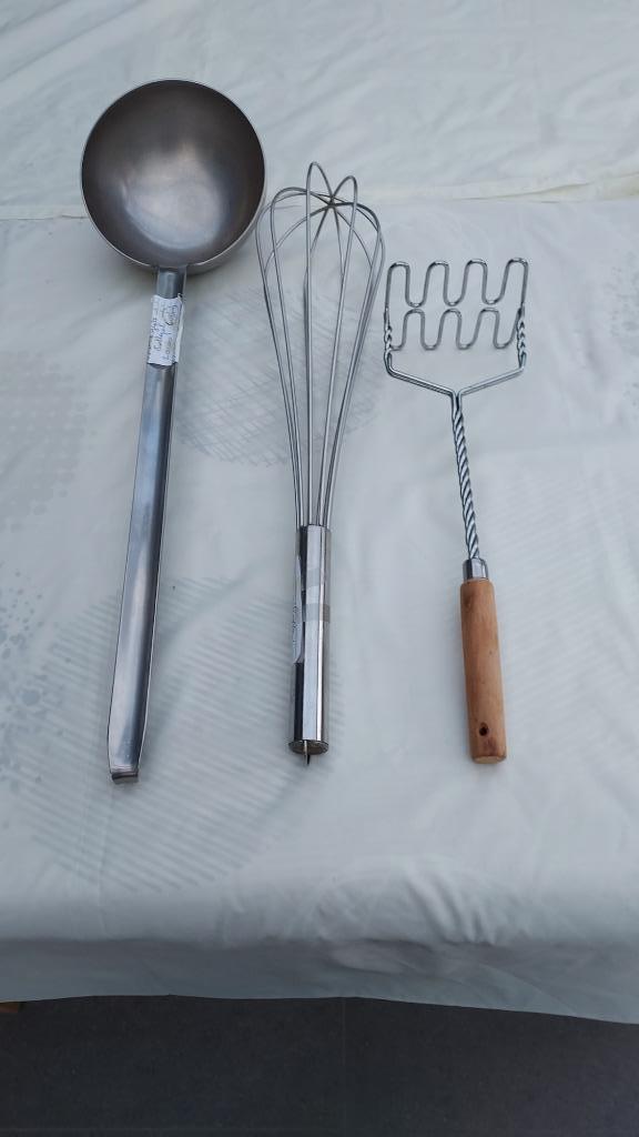 Pollepel 1liter 60cm en klopper 50cm groot inox 18/10, Huis en Inrichting, Keuken | Potten en Pannen, Zo goed als nieuw, Overige typen