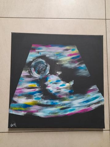 Abstract schilderij op canvas handgemaakt echo baby