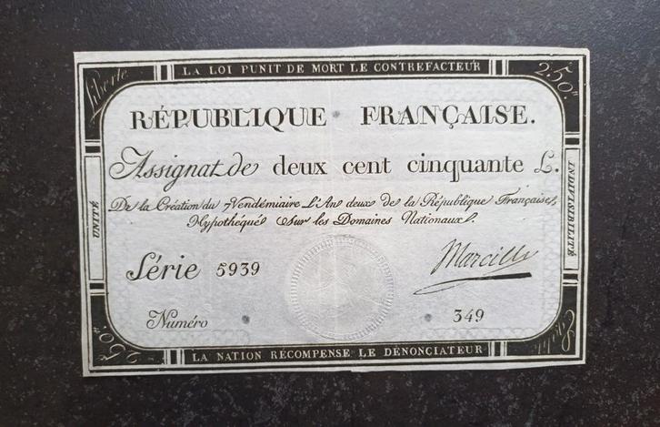 Prachtige 250 Livres uit 1794 !!, Postzegels en Munten, Bankbiljetten | België, Los biljet, Ophalen of Verzenden