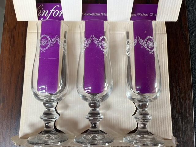 Mooie Cava glazen met bloemenmotief, Verzamelen, Glas en Drinkglazen, Zo goed als nieuw, Overige typen, Ophalen