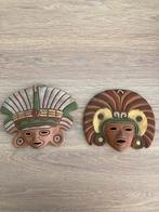 2 Azteekse Maya Tribal Muur Mexicaanse Rode Klei Aardewerk, Ophalen of Verzenden
