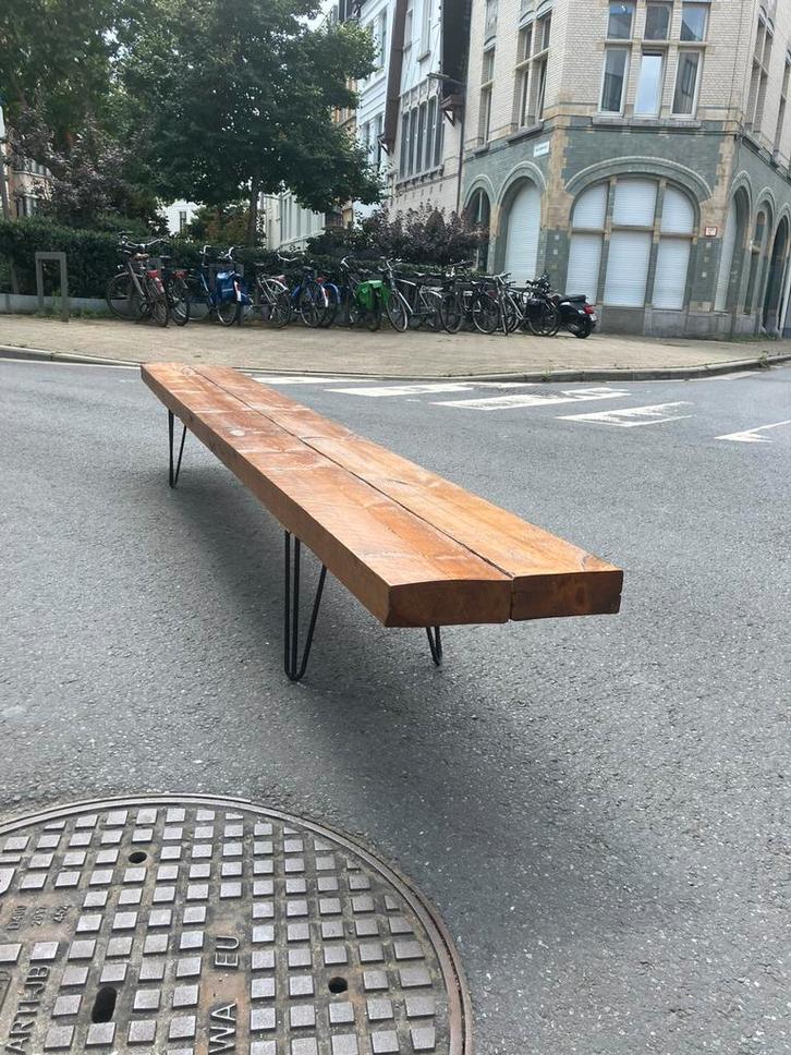 Stevige en tijdloze bank, 2m70(!), Tuin en Terras, Picknicktafels, Zo goed als nieuw, Hout, Ophalen
