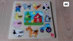 Mooie houten inleg puzzel boerderij Goula Jumbo, Kinderen en Baby's, Ophalen of Verzenden, Minder dan 10 stukjes, Gebruikt, 6 maanden tot 2 jaar