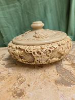Vintage Chinese gesneden Cinnaber harskom met deksel, Ophalen