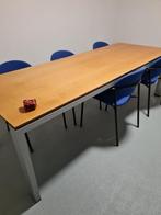 Werktafel of bureautafel met massieve houten blad en alumini, Huis en Inrichting, Bureaus, Zo goed als nieuw, Ophalen, Bureau