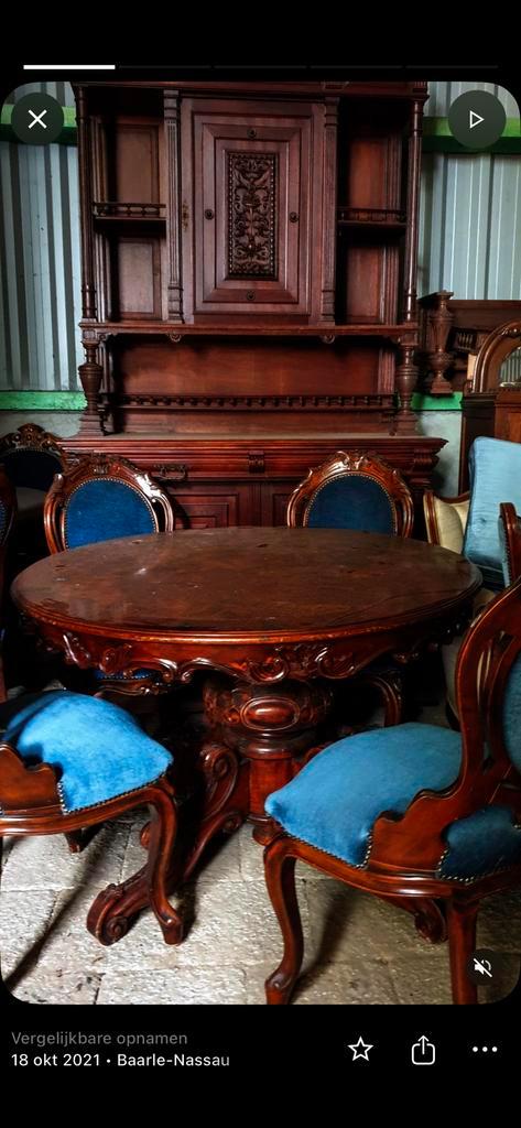 Barok eetkamer, Huis en Inrichting, Complete eetkamers, Gebruikt, 4 tot 6 stoelen, Ophalen