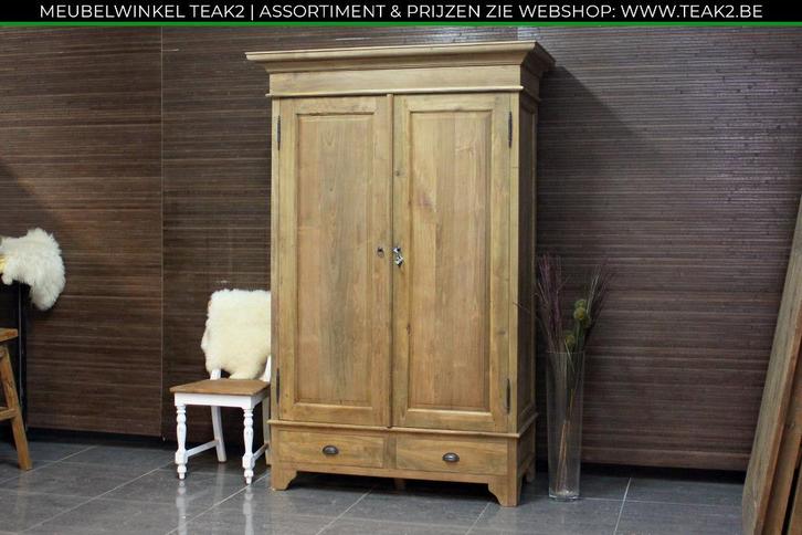 Nieuwe teak kleerkasten - kledingkast bij TEAK2, Huis en Inrichting, Kasten | Kleerkasten, Nieuw, Met lade(s), Met deur(en), Met klep(pen)