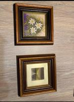 2 moie Kleine schilderijen van Deman Noel,Edelweiss bloemen, Antiek en Kunst, Ophalen of Verzenden
