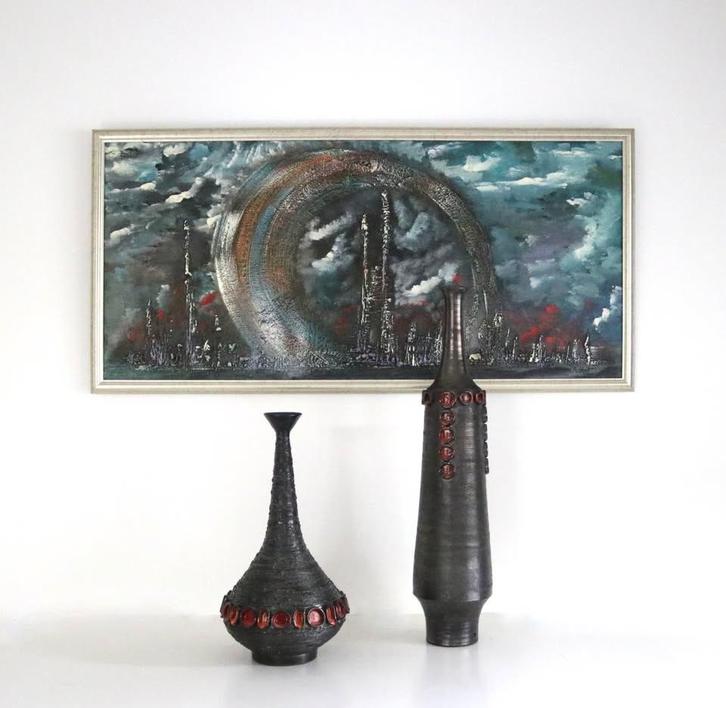 Abstract Matzkeit painting - Vintage brutalist schilderij, Antiek en Kunst, Kunst | Schilderijen | Abstract, Ophalen