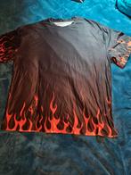 Zwarte t shirt met vlammen  valt als L/Xl, Kleding | Dames, Ophalen of Verzenden, Zo goed als nieuw