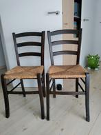 vintage stoelen met biezemzitting, Huis en Inrichting, Stoelen, Ophalen, Gebruikt