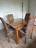 6 stuks rieten stoelen + kussens in goede staat!, Ophalen, Gebruikt