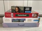 Lot de puzzles - 4 boîtes (3 x 1000 pièces + 1 x 1500 pièces, Ophalen of Verzenden, 500 t/m 1500 stukjes, Zo goed als nieuw, Legpuzzel