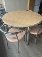 Ronde tafel met vier stoelen, Huis en Inrichting, Ophalen, Gebruikt, Rond, Vier personen