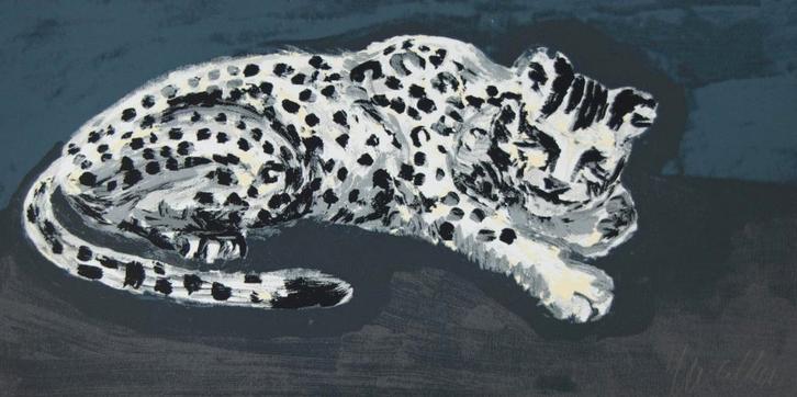 Yutaka Sone - Seems like snow leopard, Antiquités & Art, Art | Lithographies & Sérigraphies, Enlèvement