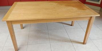 Houten ,stevige, (keuken) tafel in lichte eik:  162 x 92 cm beschikbaar voor biedingen