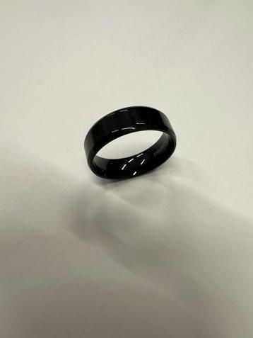 Ring maat 14 - roestvrij staal - zwart glanzend  beschikbaar voor biedingen