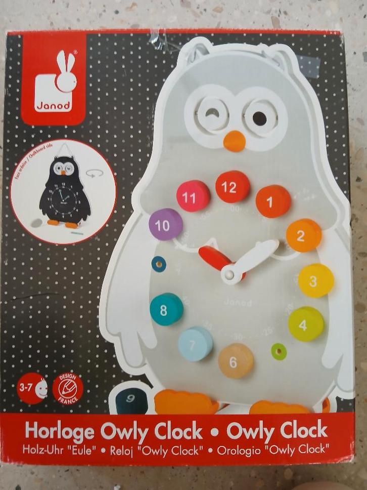 jouet JANOD Owly Clock, Enfants & Bébés, Jouets | Jouets en bois, Comme neuf, Autres types, Enlèvement