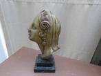 Buste de femme Art Déco vintage en marbre bronze, Enlèvement ou Envoi