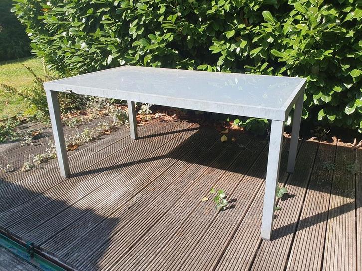 tuintafel met glazen blad, Tuin en Terras, Tuintafels, Gebruikt, Aluminium, Ophalen