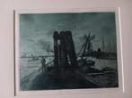 gesigneerde ets havenzicht , Fredrich Schaper, Ophalen of Verzenden