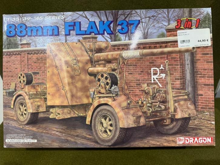 Dragon 1/35 6287 German Flak 37 88mm AA gun, Hobby en Vrije tijd, Modelbouw | Auto's en Voertuigen, Zo goed als nieuw, Tank, 1:32 tot 1:50