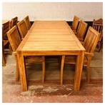 Massieve teak tuinset 240cm  tafel + stoelen  actieprijs!, Ophalen, Nieuw, Rechthoekig, Teakhout