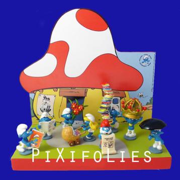 Pixi Peyo Origine — 8 références série II + décor contempora, Enlèvement, Schtroumpfs, Comme neuf, Statue ou Figurine