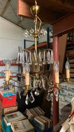 Oude koperen luster met glas, Huis en Inrichting, Lampen | Kroonluchters, Ophalen, Zo goed als nieuw, Glas