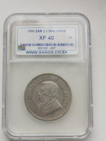 Zuid Africa,2 1/2 shillings 1895,XF40 SANGS, Zilver beschikbaar voor biedingen
