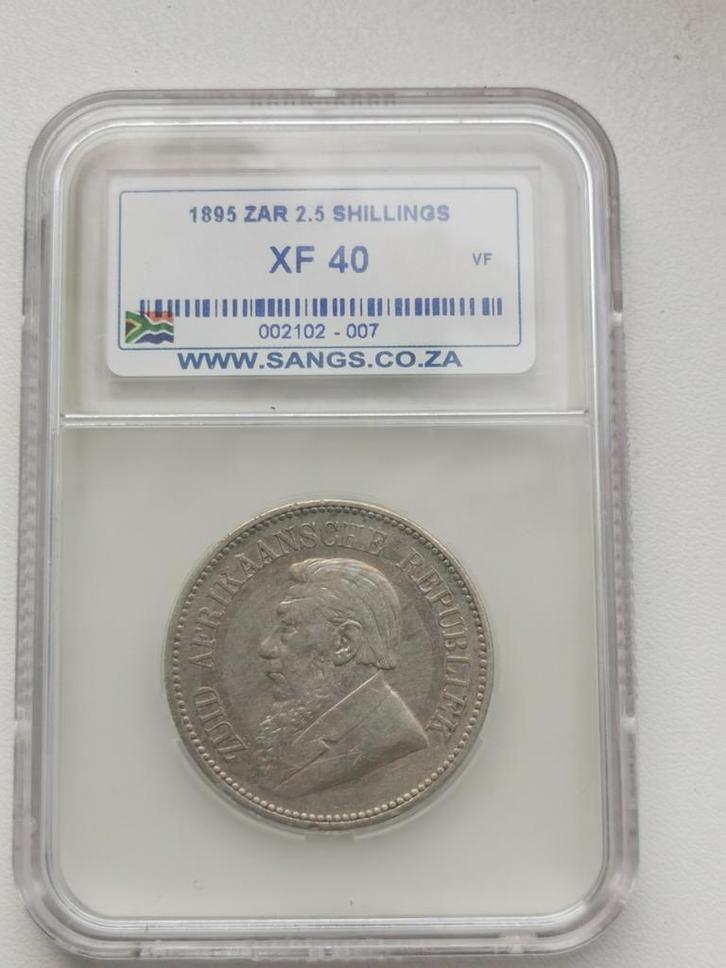 Zuid Africa,2 1/2 shillings 1895,XF40 SANGS, Zilver, Postzegels en Munten, Munten | Afrika, Losse munt, Zuid-Afrika, Zilver, Ophalen of Verzenden