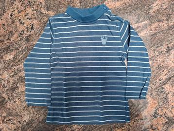 Mt 92 Donker- en lichtblauw gestreepte T-shirt lange mouwen 